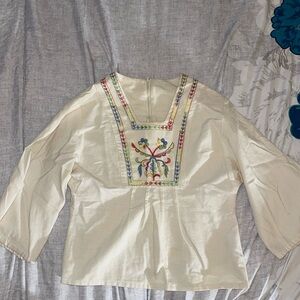 Vintage embroidered linen top